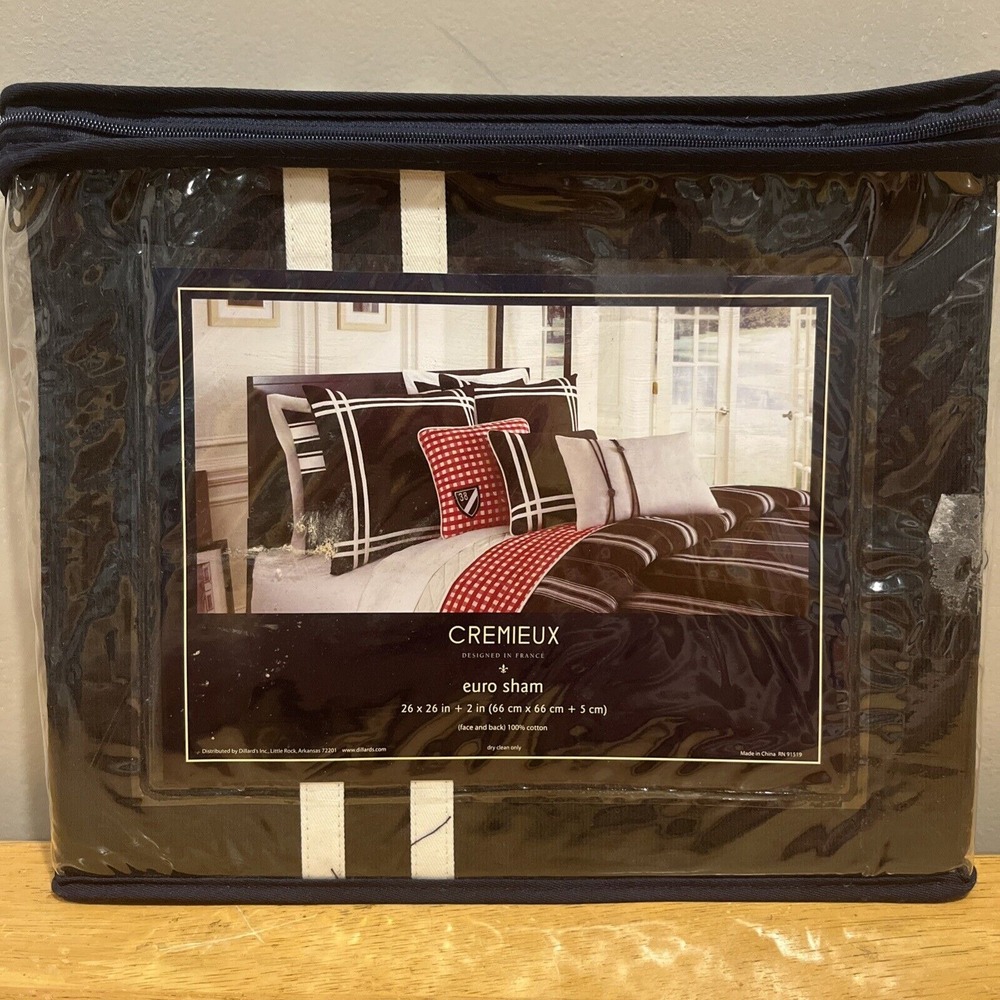 Cremieux Black White Striped One (1)‎ Euro Sham 26x26 100% Cotton